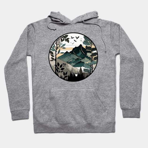 beautiful mountain view, vintage style Hoodie by teehood